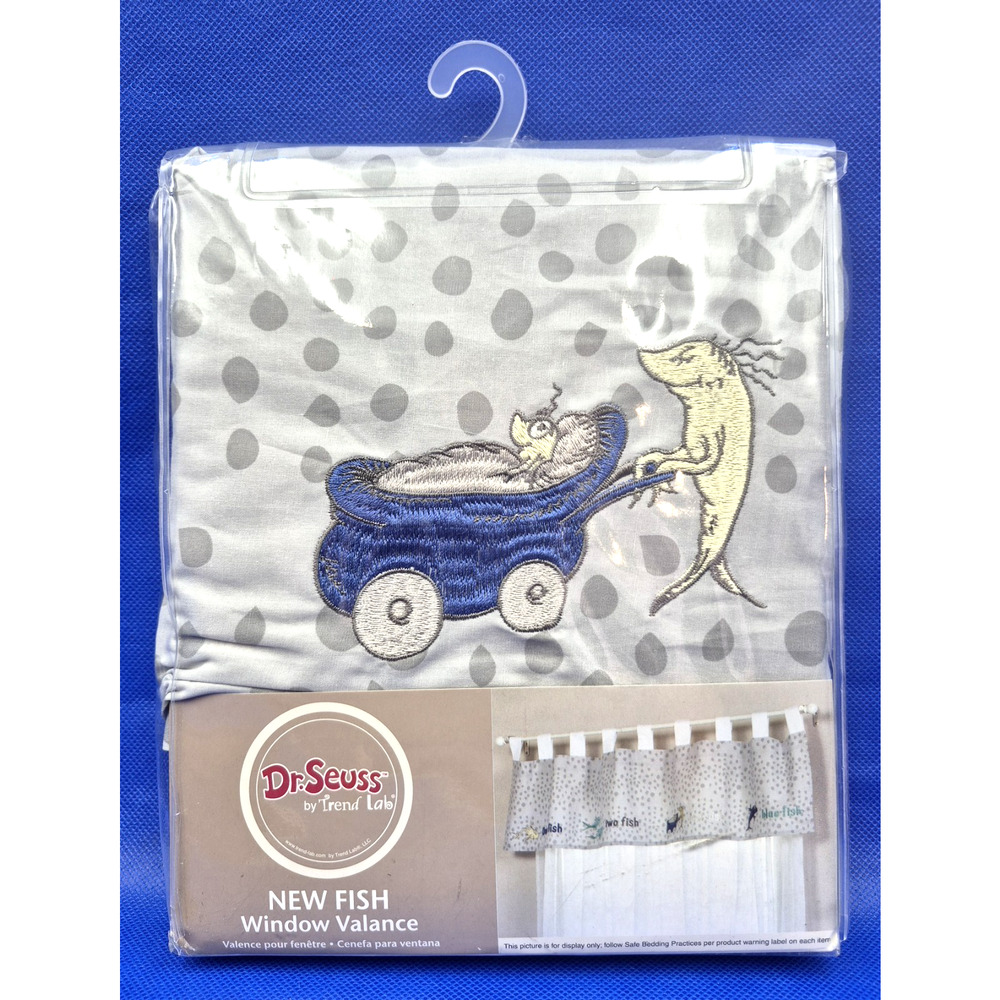 Dr Seuss New Fish Window Valance Gray Blue 56x15" NEW